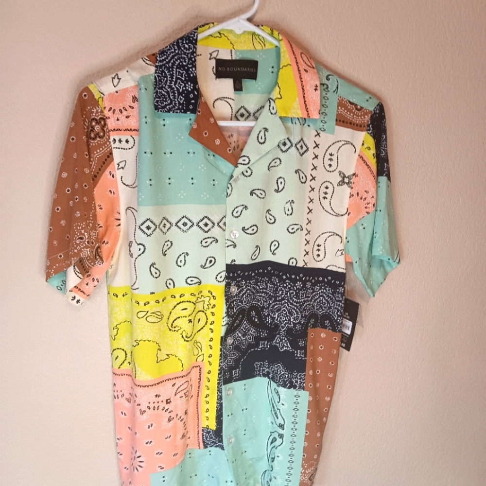 Men's print button up shirt